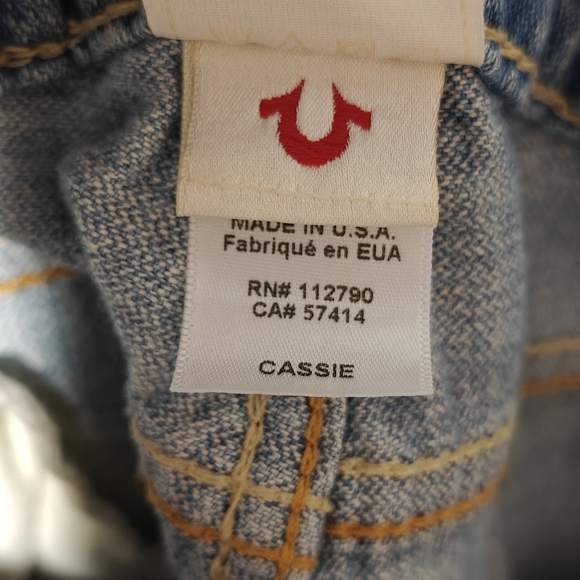 Y2K True Religion Shorts Cassie Size 28 Vintage Distressed Light Wash - Picture 6 of 7